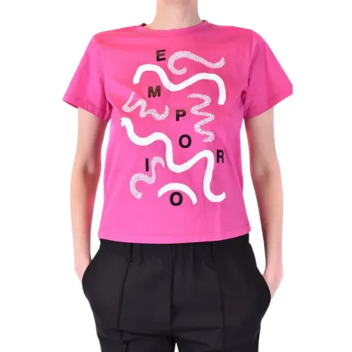 Emporio Armani , Short Sleeve T-Shirt ,Pink female, Sizes: