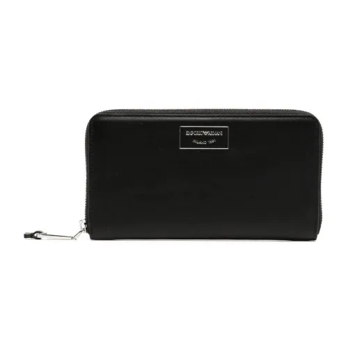 Emporio Armani , Sleek Black Leather Wallet and Cardholder ,Black female, Sizes: ONE SIZE