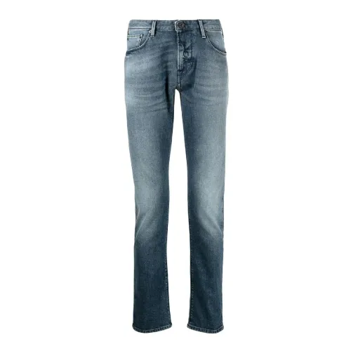 Emporio Armani , Slim Fit Denim Jeans for Men ,Blue male, Sizes: