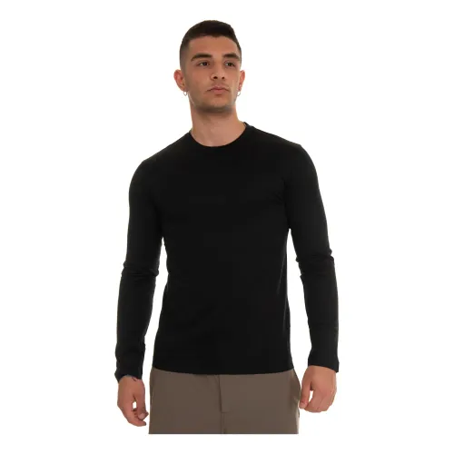 Emporio Armani , Slim Fit Long Sleeve T-Shirt ,Black male, Sizes: