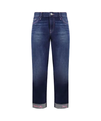 Emporio Armani Slim Girl Fit Womens Jeans - Blue/Pink Cotton