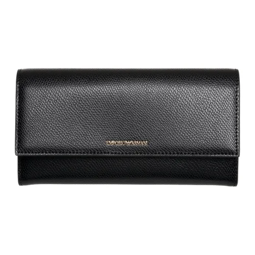 Emporio Armani , Snap-button Wallet with Logo and Card Slots ,Black female, Sizes: ONE SIZE
