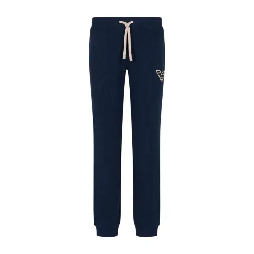 Emporio Armani , Sporty Knit Trousers with Elastic Waistband and Side Pockets ,Blue male, Sizes: