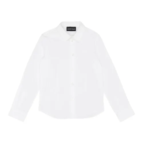 Emporio Armani , Stretch Poplin Shirt ,White male, Sizes: