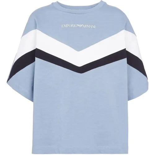 EMPORIO ARMANI Striped T-Shirt Junior - Blue