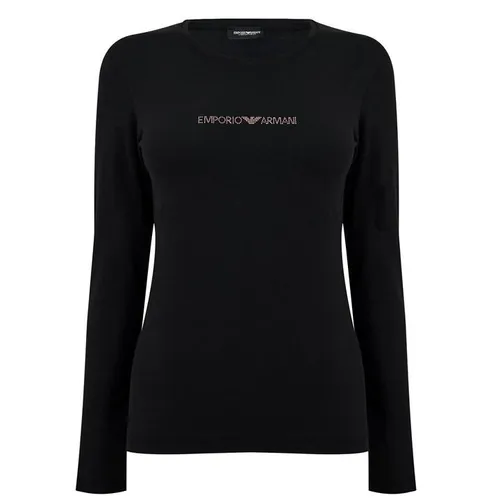 Emporio Armani Stud Logo Long Sleeve T Shirt - Black