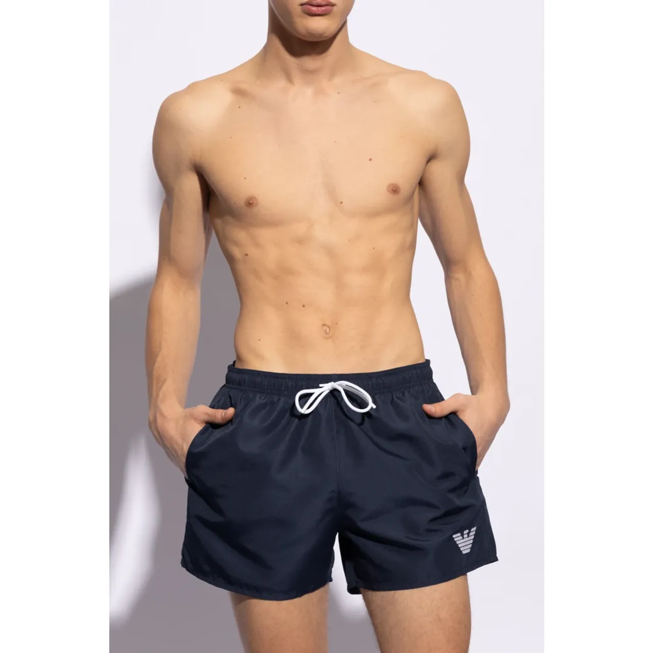 Emporio Armani , Swimming shorts with logo ,Blue male, Sizes:
