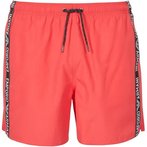 Emporio Armani Tape Swim Shorts - Pink