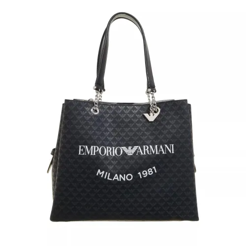 Emporio Armani Tote Bags - Tote M Eagle Allover + Logo - black - Tote Bags for ladies