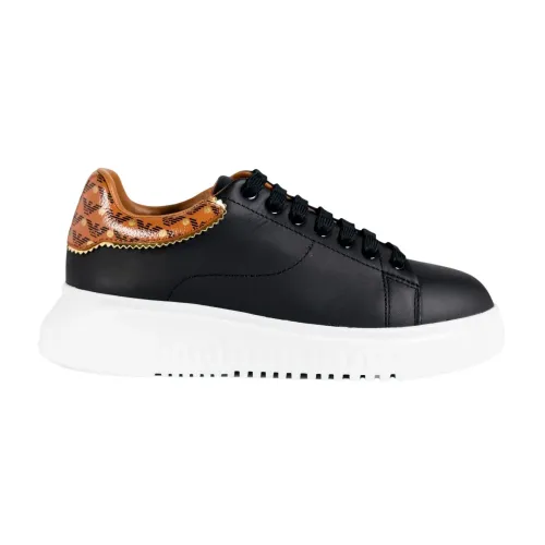 Emporio Armani , Trendy Leather Sneakers for Women ,Black female, Sizes: