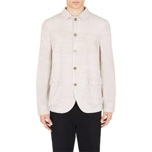 EMPORIO ARMANI Tricot Knitted Overshirt - Beige