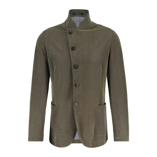 Emporio Armani , Unique Textured Jacket ,Green male, Sizes: