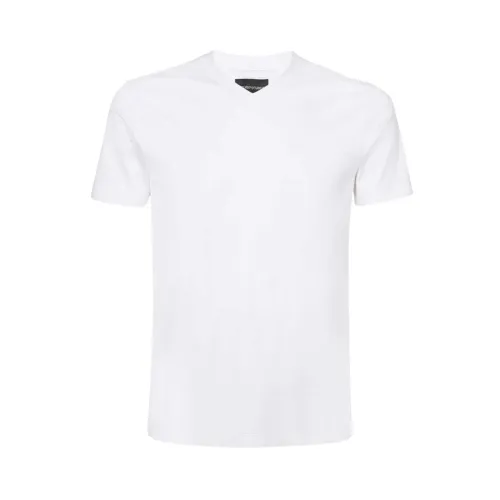 Emporio Armani , V-Neck T-Shirt ,White male, Sizes: