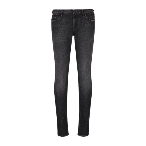 Emporio Armani , Vintage Delavé Black Denim Jeans ,Gray male, Sizes: