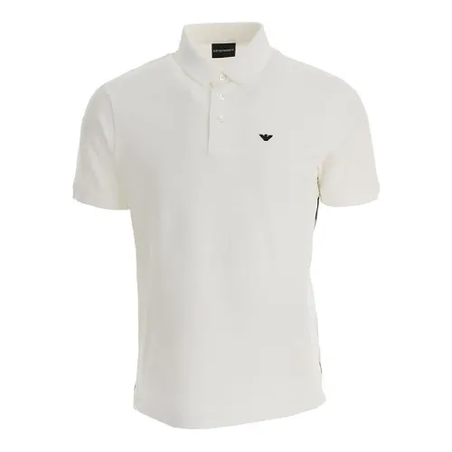 Emporio Armani , White Cotton Jersey Short Sleeve Polo with Micro Eagle Embroidery ,White male, Sizes: