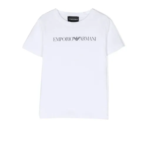 Emporio Armani , White Cotton Logo Print T-shirt ,White male, Sizes: