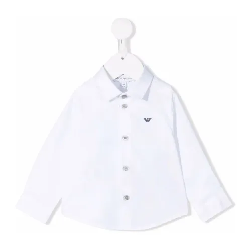 Emporio Armani , White Cotton Shirt with Pointed Collar and Button Closure ,White male, Sizes:
