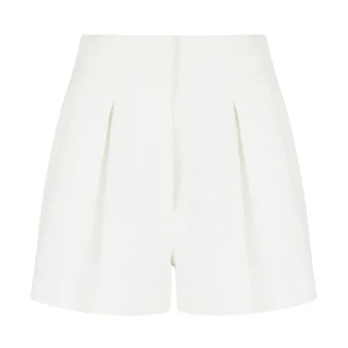 Emporio Armani , White Cotton Shorts with Pleat Detailing ,White female, Sizes: