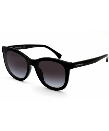 Emporio Armani Womens Cat eye plastic Women Sunglasses Shiny Black / Grey Gradient - Multicolour - One