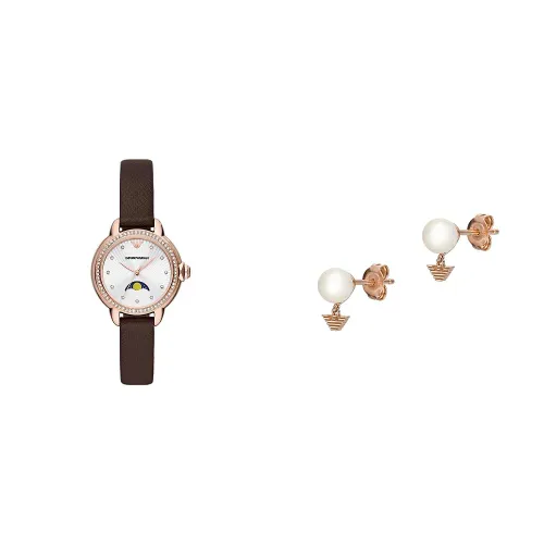 Emporio Armani Women's Watch and Stud Earrings - Three-Hand