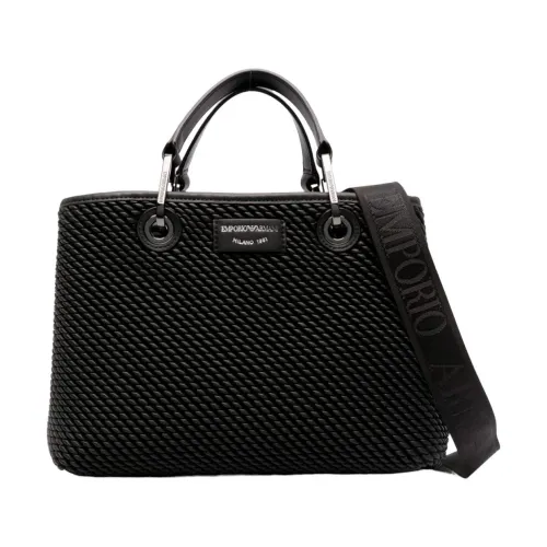 Emporio Armani , Woven Effect Shoulder Bag ,Black female, Sizes: ONE SIZE
