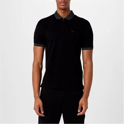 Emporio Armani Zipped Polo Shirt - Black