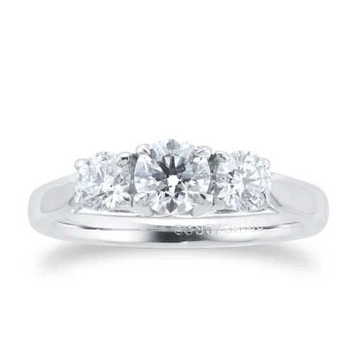 Ena Harkness Three Stone Engagement Ring 0.88 Carat Total Weight - Ring Size M