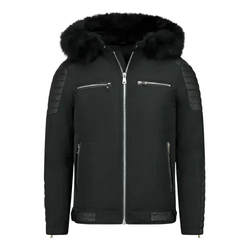 Enos , Best Winter Jacket - Jackets with Large Fur - Pi-868Z ,Black male, Sizes: