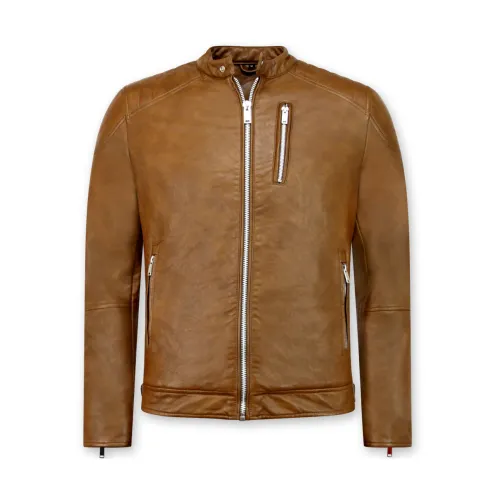 Enos , Brown leather jacket Men ,Brown male, Sizes: