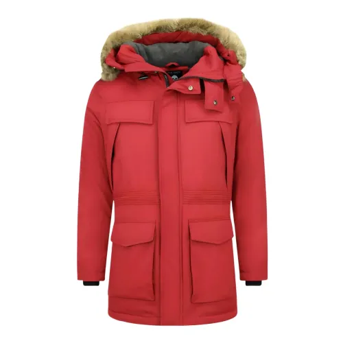 Enos , Cool Winter Jackets Long - Parka Jackets Men - Pi-891R ,Red male, Sizes: