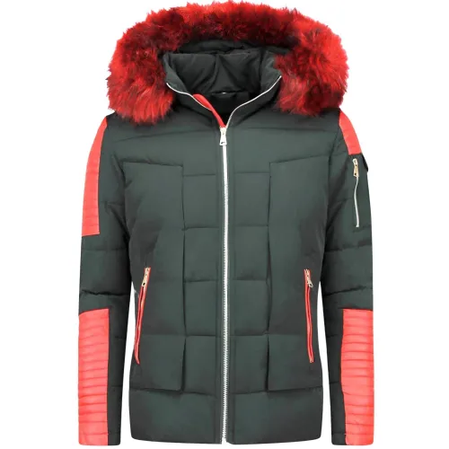 Enos , Jacket with Faux Fur Collar - Men Thick Winter Jackets - 7166R ,Black male, Sizes: