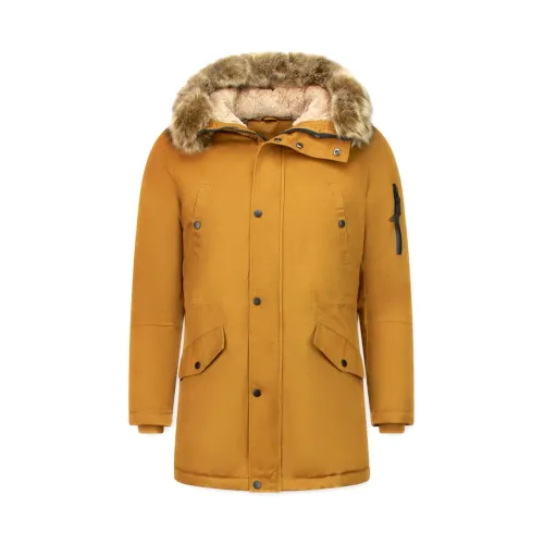 Enos , Jacket with Faux Fur Collar - Men Thick Winter Jackets ,Yellow male, Sizes: