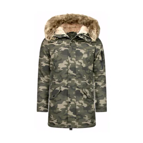 Enos , Jacket with Faux Fur Collar - Thick Winter Jackets for Men ,Green male, Sizes: