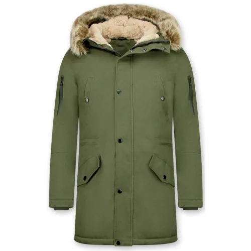Enos , Jacket with Faux Fur Collar - Thick Winter Jackets Men - Ca-7023G ,Green male, Sizes: