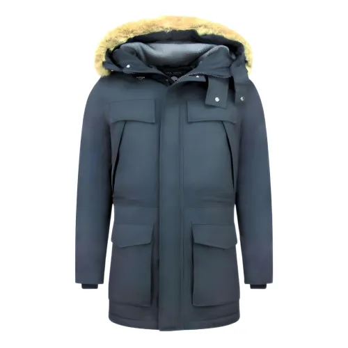 Enos , Long Warm Winter Jacket - Parka Jackets Men - Pi-891B ,Blue male, Sizes: