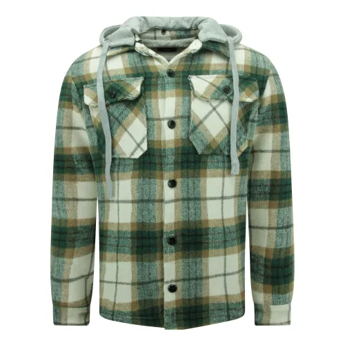 Enos , Lumberjack jacket for men with hood -7091 ,Green male, Sizes: