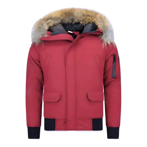 Enos , Men Winter Jacket Online - Winter Jackets with Genuine Fur Collar - Pi-7005Z ,Red male, Sizes: