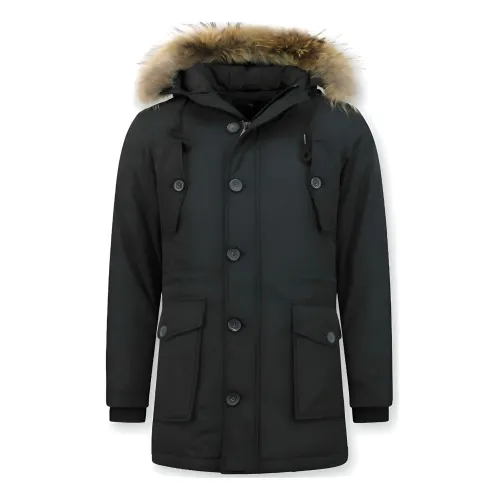 Enos , Parkas Winter Jackets Men - Winter Coat with Fur ,Black male, Sizes: