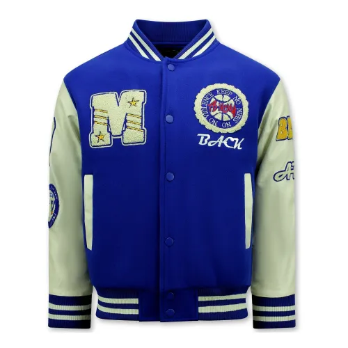 Enos , Vintage Oversized American Baseball Jacket Men - 7086 ,Blue male, Sizes: