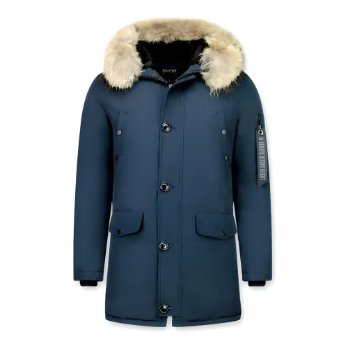 Enos , Winter Coat Classic Men - Warm Stylish Jackets - Pi-7012N ,Blue male, Sizes: