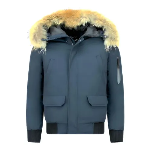 Enos , Winter Jacket Online - Winter Jackets with Genuine Fur Collar - Pi-7005B ,Blue male, Sizes: