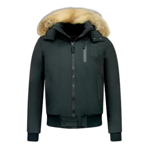 Enos , Winter Jackets Fur Men - Large Fur Collar - Pi-739Z ,Black male, Sizes: