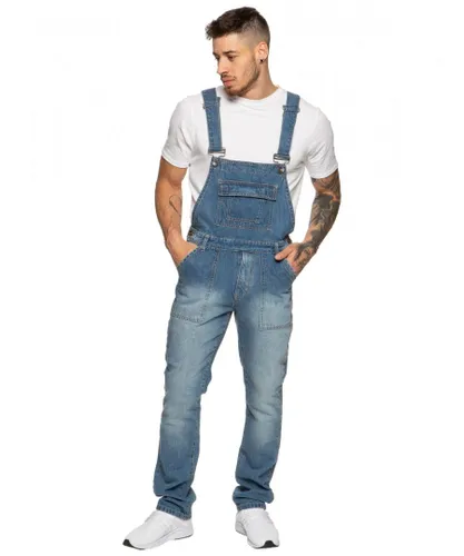 Enzo Mens Blue Denim Overall Dungarees Cotton