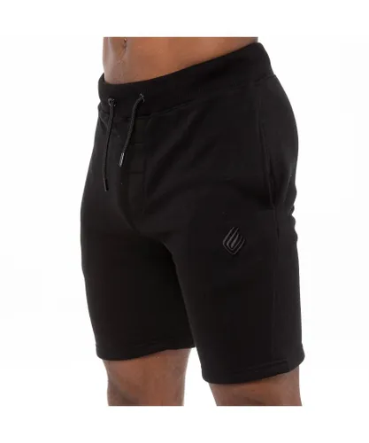 Enzo Mens Fleece Gym Shorts - Black Cotton