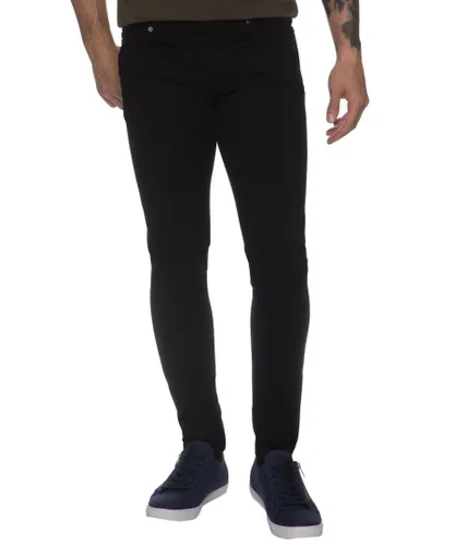 Enzo Mens Skinny Super Stretch Denim Jeans - Black Cotton
