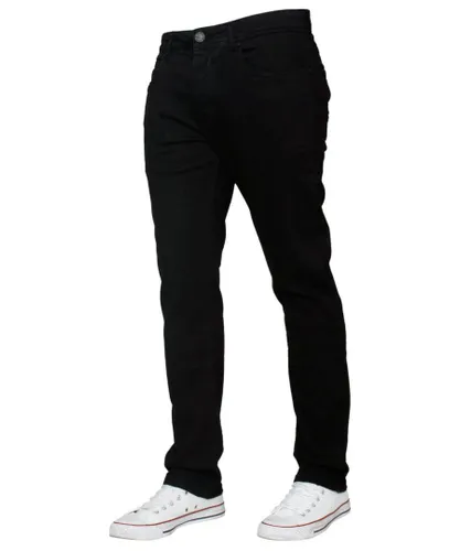 Enzo Mens Slim Stretch Denim Jeans - Black
