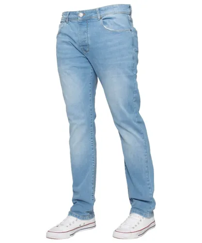 Enzo Mens Slim Stretch Denim Jeans - Blue Cotton