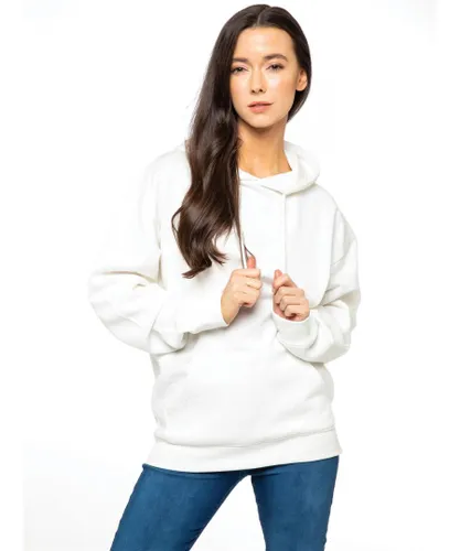 Enzo Womens Ladies Oversized Essential Hoodie - Off-White Cotton