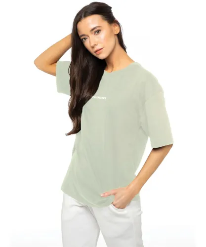 Enzo Womens Ladies Print Oversized T-Shirt - Green Cotton