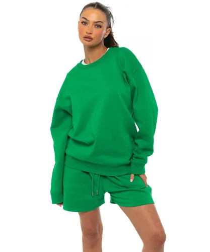 Enzo Womens Oversized Sweatshirt - Green Cotton